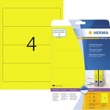 HERMA Ordneretikett 5096 192x61mm sk gelb 80 St./Pack.