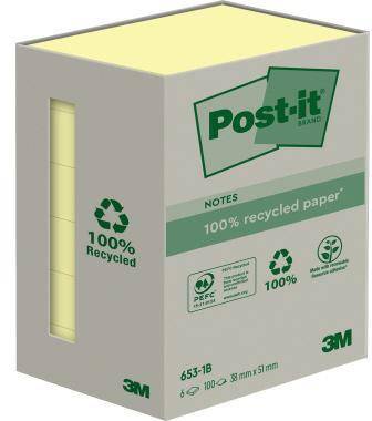 Post-it Haftnotiz Recycling Notes 653-1B 51x38mm ge 6St