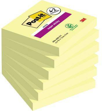 Post-it Haftnotiz Super Sticky 654-SSCY-P4+2 76x76mm 90Bl ge 6St.
