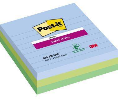 Post-it Haftnotiz Super Sticky 675-3SS-OAS sortiert liniert 3 St.