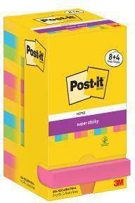 Post-it Haftnotiz 654-SSCARN-P8+4 76x76mm 90Bl farbig 12 St./Pack.
