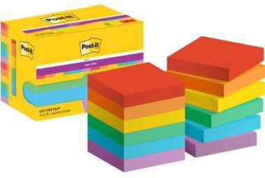 Post-it Haftnotiz 622-12SS-PLAY 47,6x47,6mm 90Bl sort 12St