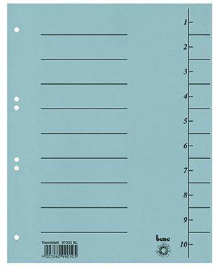 Bene Trennblatt 97300BL A4 Karton blau 100 St./Pack.