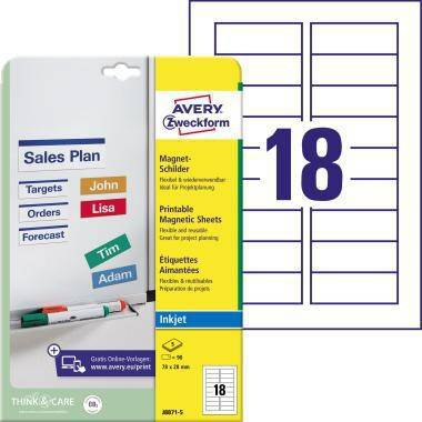 Avery Zweckform Magnetschild J8871-5 78x28mm ws 90 St./Pack.