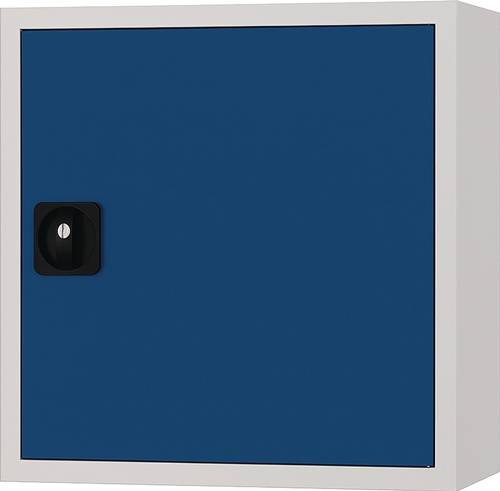 Hängeschrank H600xB600xT200mm Vollblechtür lichtgrau/signalblau