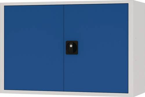Hängeschrank H600xB900xT200mm Vollblechtür lichtgrau/signalblau