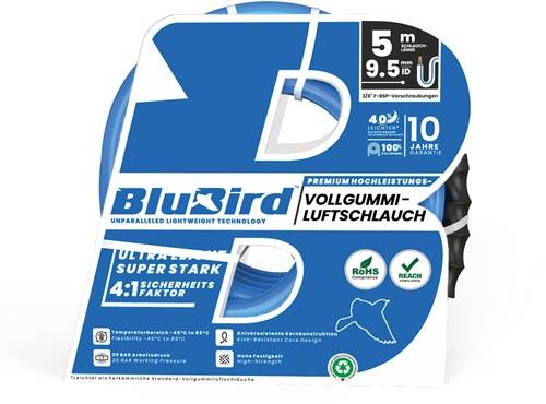 Werkstattschlauchset BluBird ID 9,5mm AD 15,5mm L.5m Sicherheitskuppl.