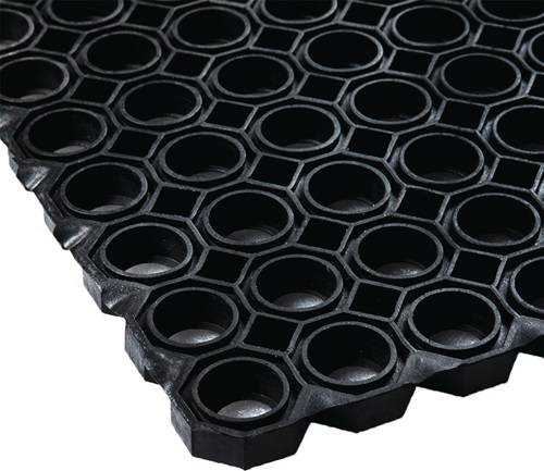 Gum.Wabenmatte B.1m L.10,5m D.22mm schwarz NR/SBR o.Gewebeeinlage
