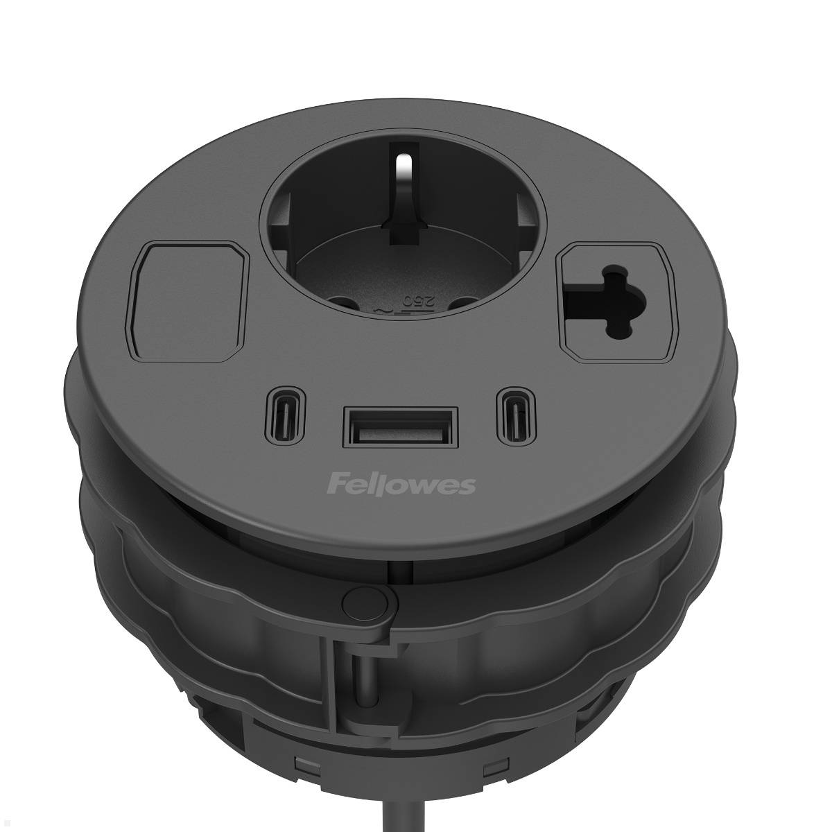 Fellowes Power-Spot Einbausteckdose mit 1x USB-A und 2x USB-C Charger 45W ( 1001...
