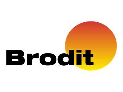 Logo mit der Aufschrift „Brodit" in fetter schwarzer Schrift, mit einem rot-gelben Farbverlauf-Kreis hinter der rechten Seite des Wortes.