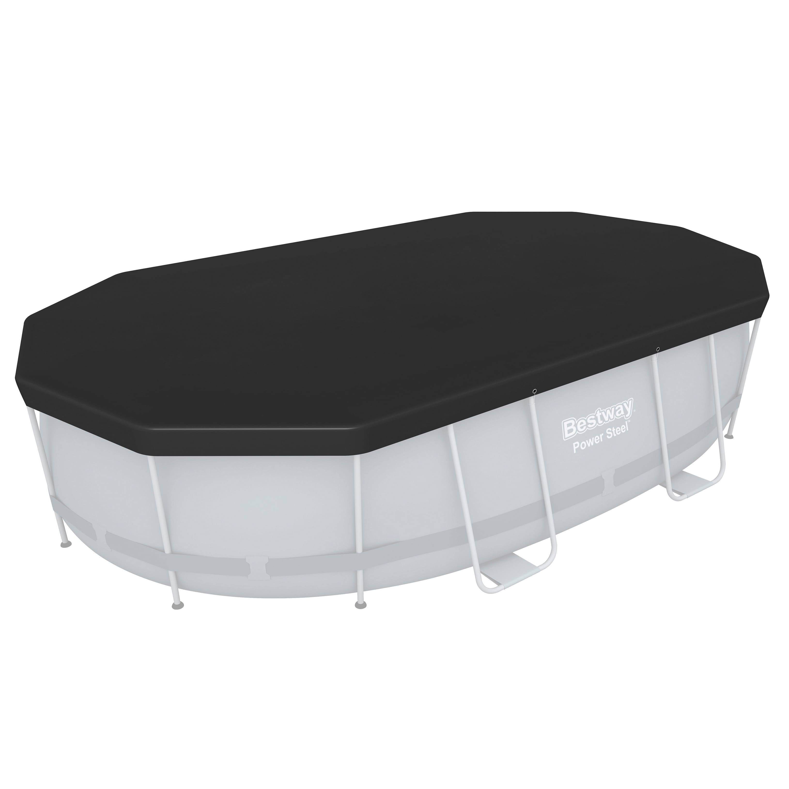 Bestway 58425 - PVC-Abdeckplane, schwarz, oval - 418 x 230 cm