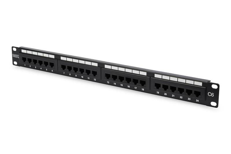 DIGITUS 19" Patch Panel Kat.6, Klasse E, 24 x RJ45, 1 HE