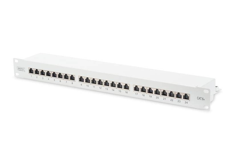 DIGITUS 19" Patch Panel Kat.6A (tief), 24 x RJ45, 1 HE
