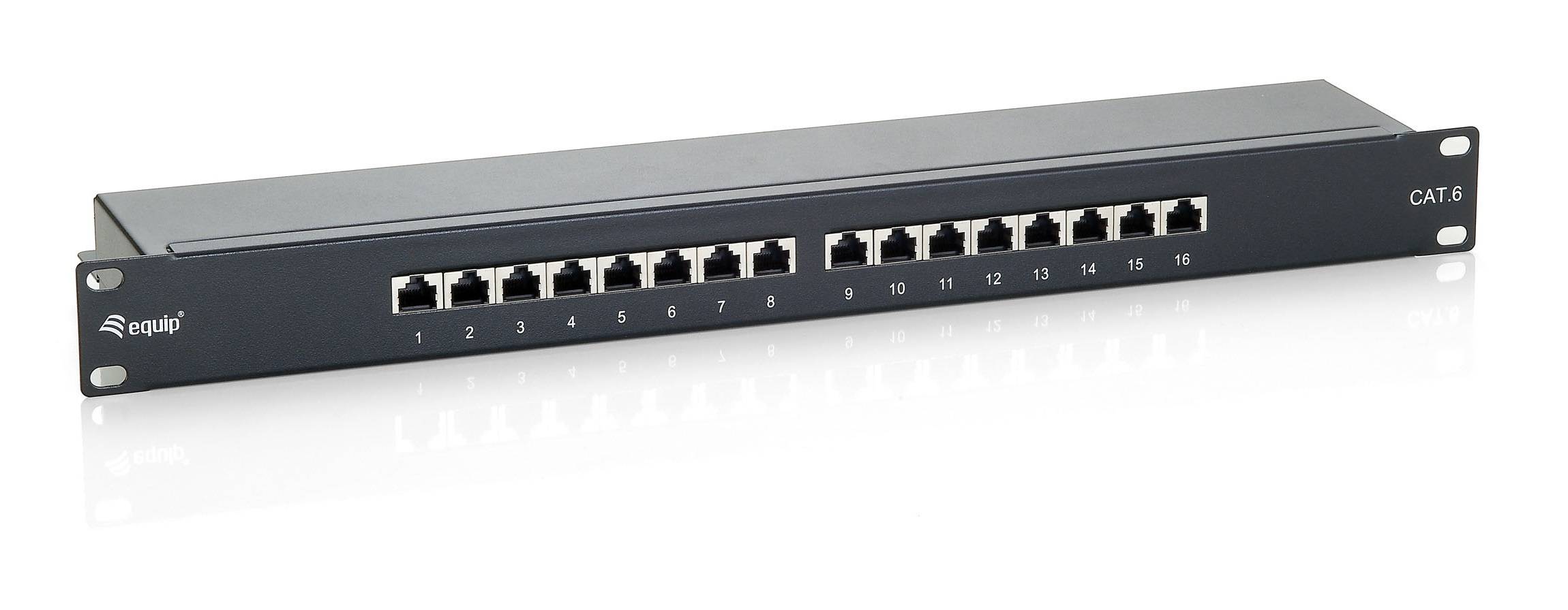 Equip 326416 Patchpanel equip 16x RJ45 Cat6 19" 1HE schwarz