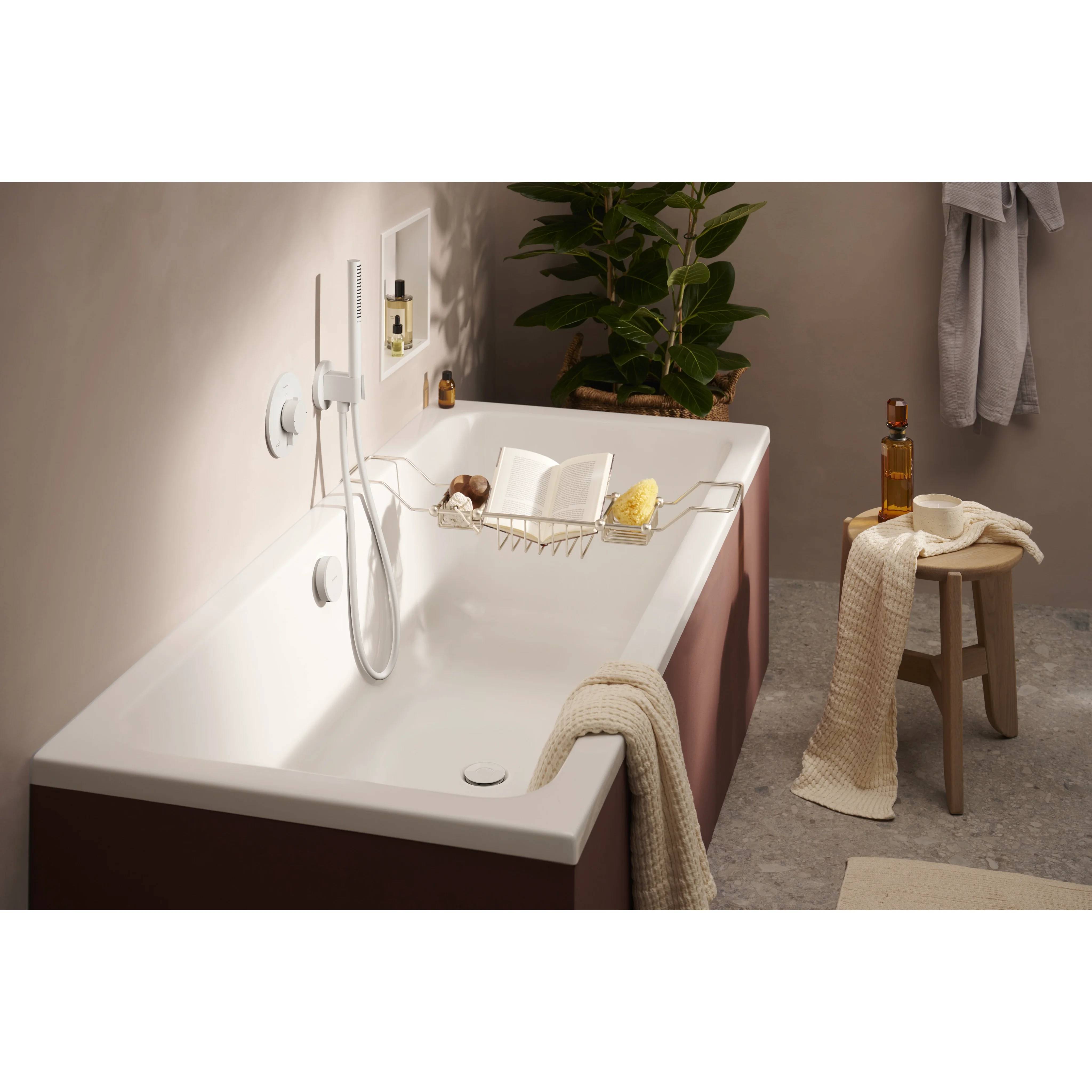 hansgrohe Ablauf- und Überlaufgarnitur, Exafill Fertigset, matt, weiß, Hochglanz, 1 Stk.