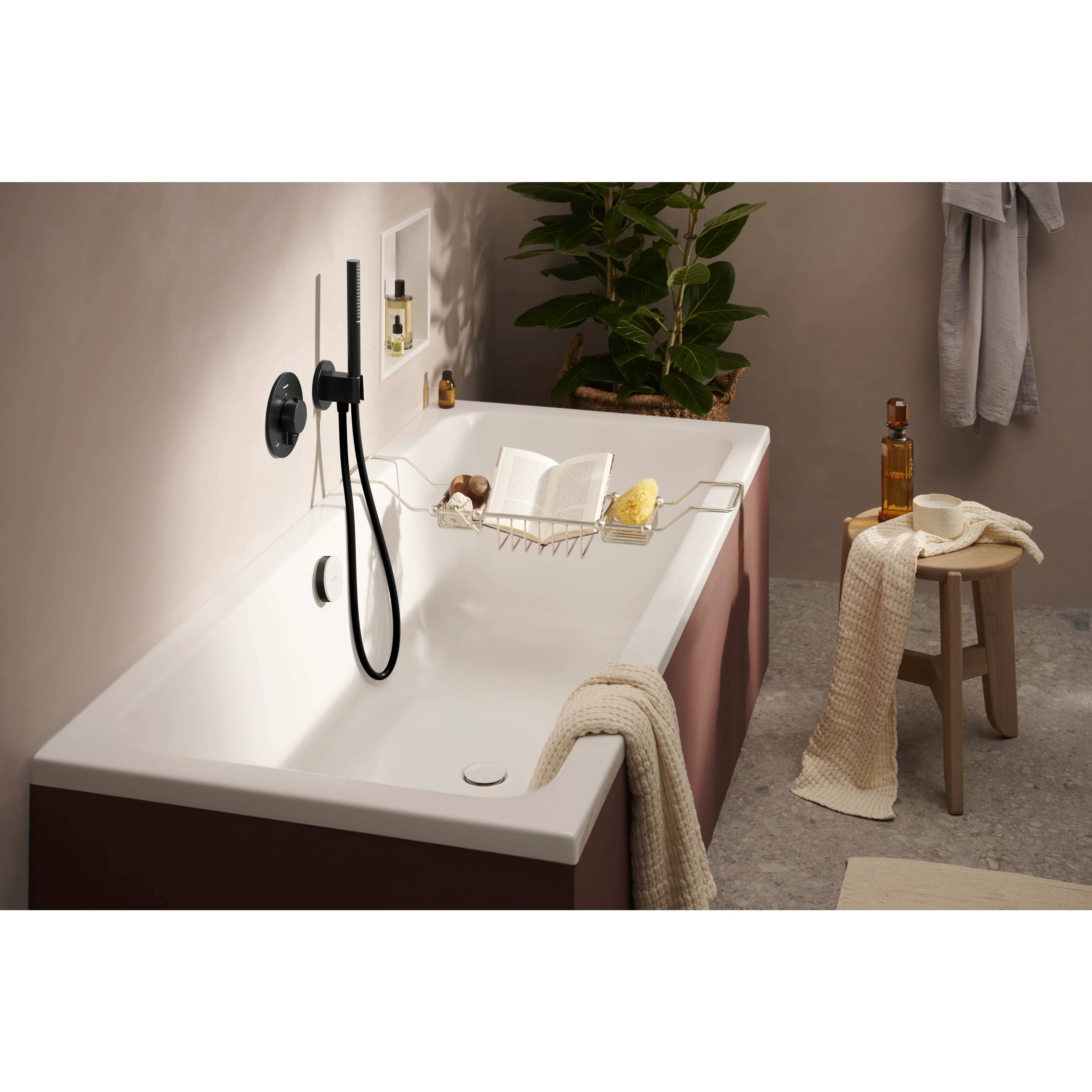 hansgrohe Ablauf- und Überlaufgarnitur, Exafill, Brushed Black Chrome, Weiß Hochglanz, 1 Stk.