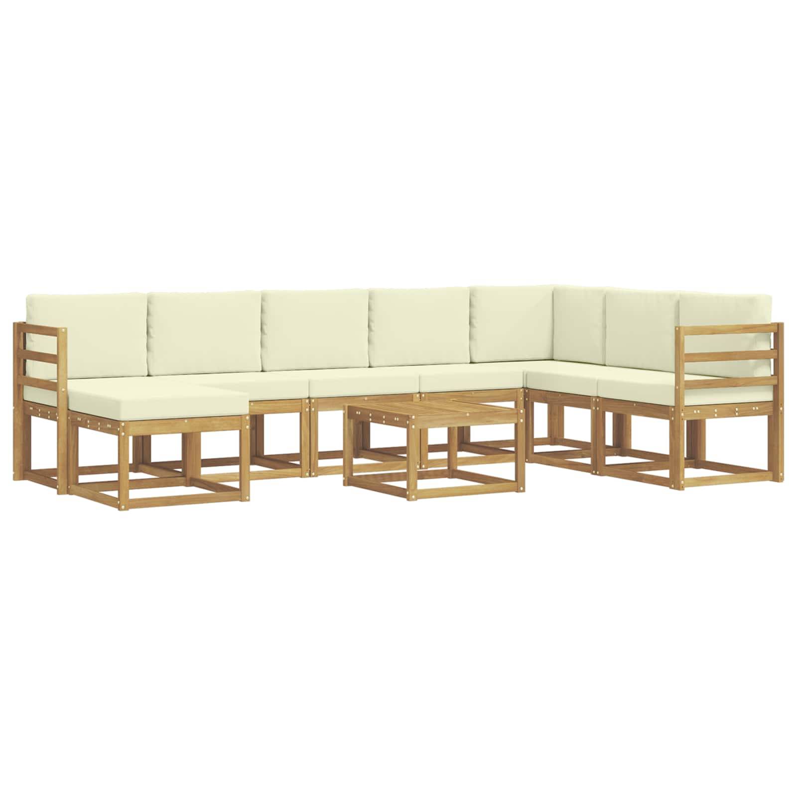vidaXL Outdoor-Sofagarnitur mit Kissen 9 pcs Weiß und Creme
