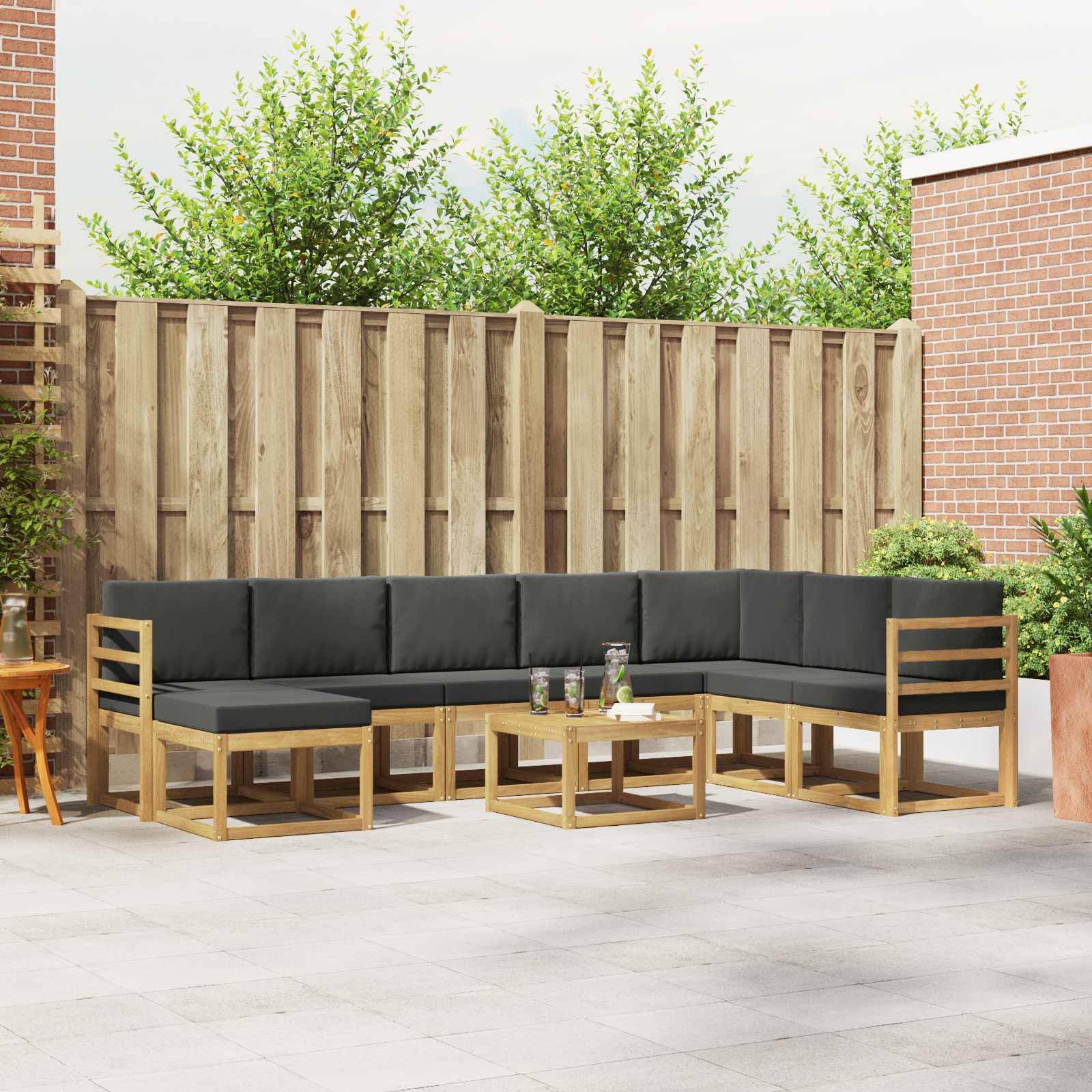 vidaXL Outdoor-Sofagarnitur mit Kissen 9 pcs Weiß und Anthrazit