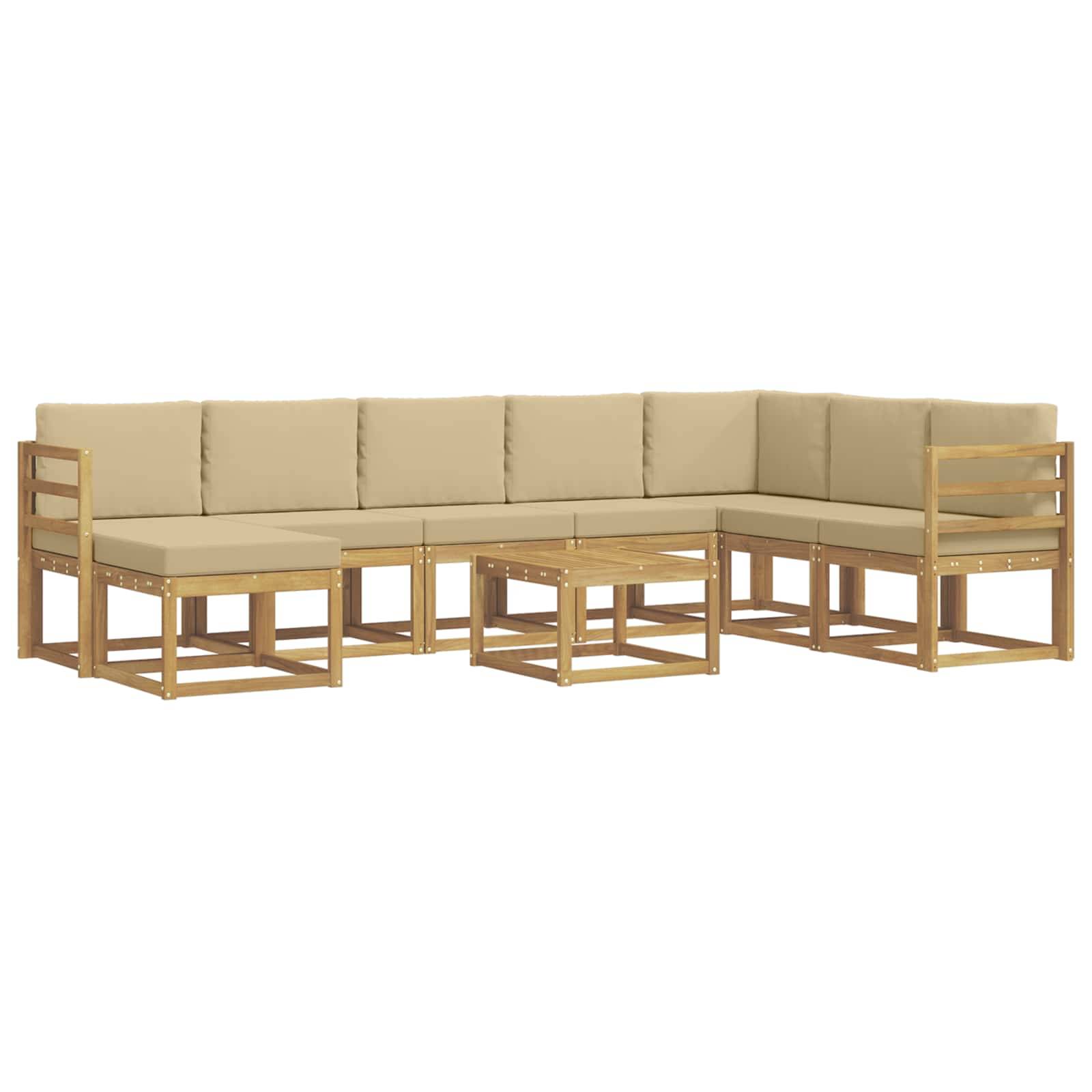 vidaXL Outdoor-Sofagarnitur mit Kissen 9 pcs Weiß und Beige