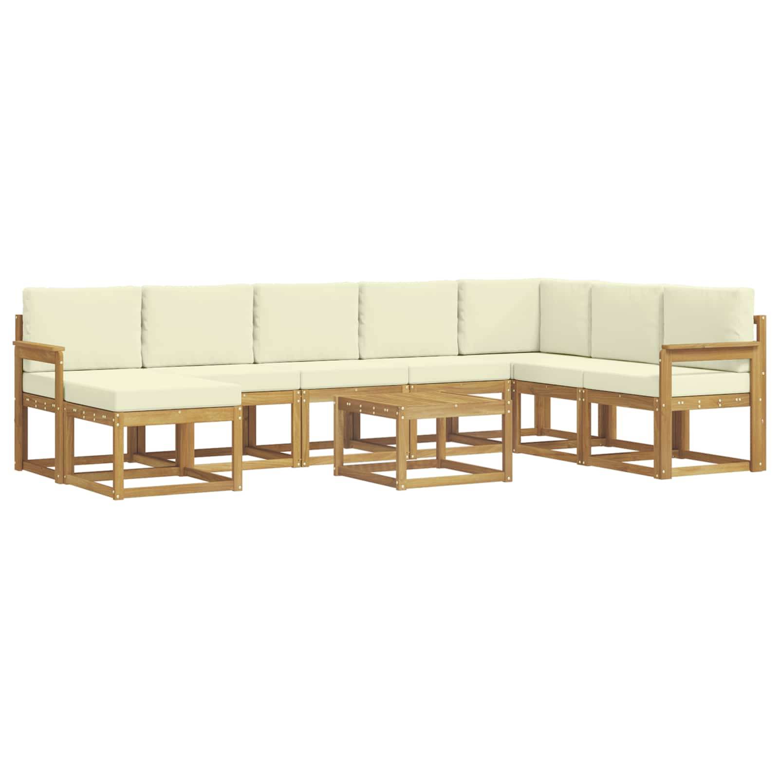 vidaXL Outdoor-Sofagarnitur mit Kissen 9 pcs Weiß und Creme