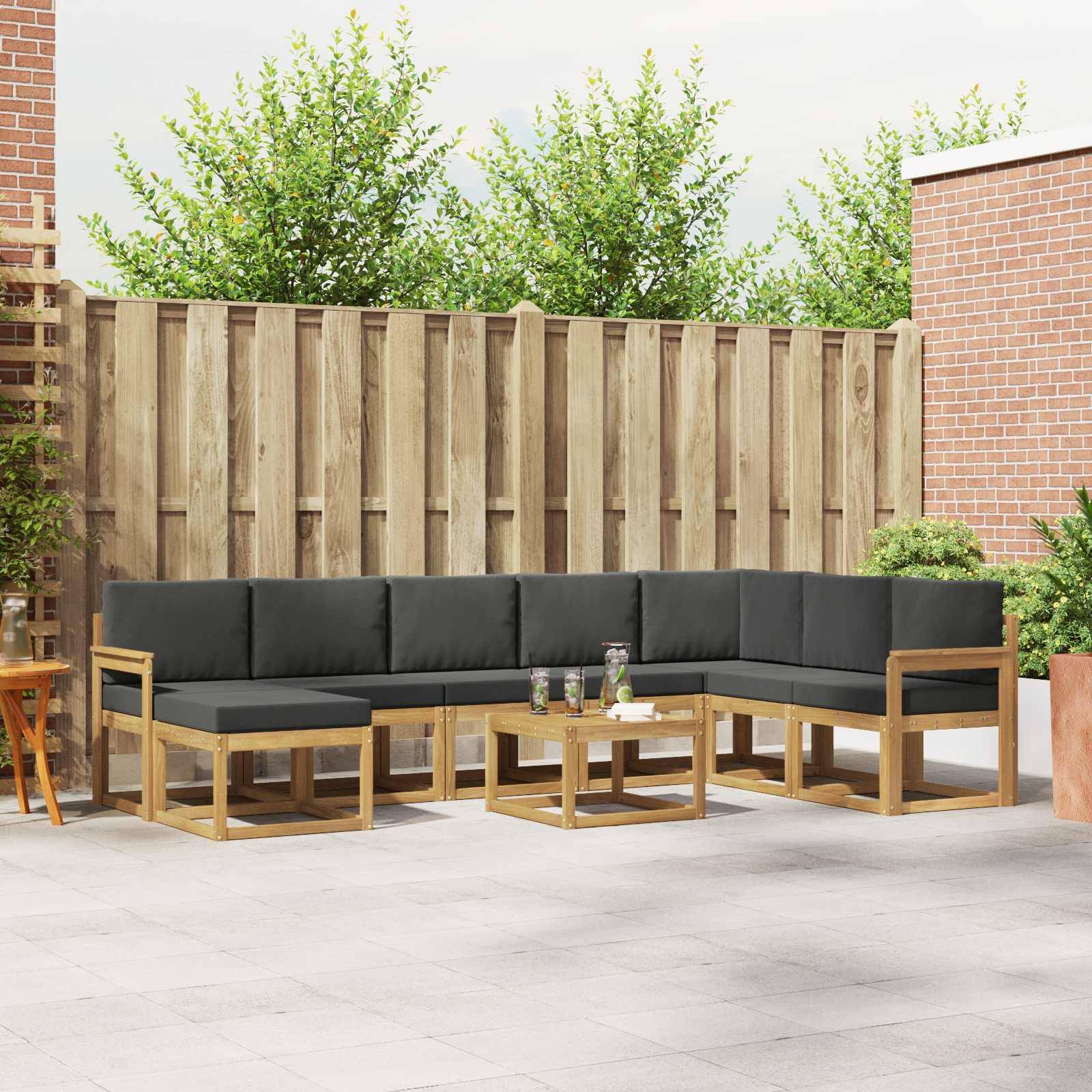 vidaXL Outdoor-Sofagarnitur mit Kissen 9 pcs Weiß und Anthrazit