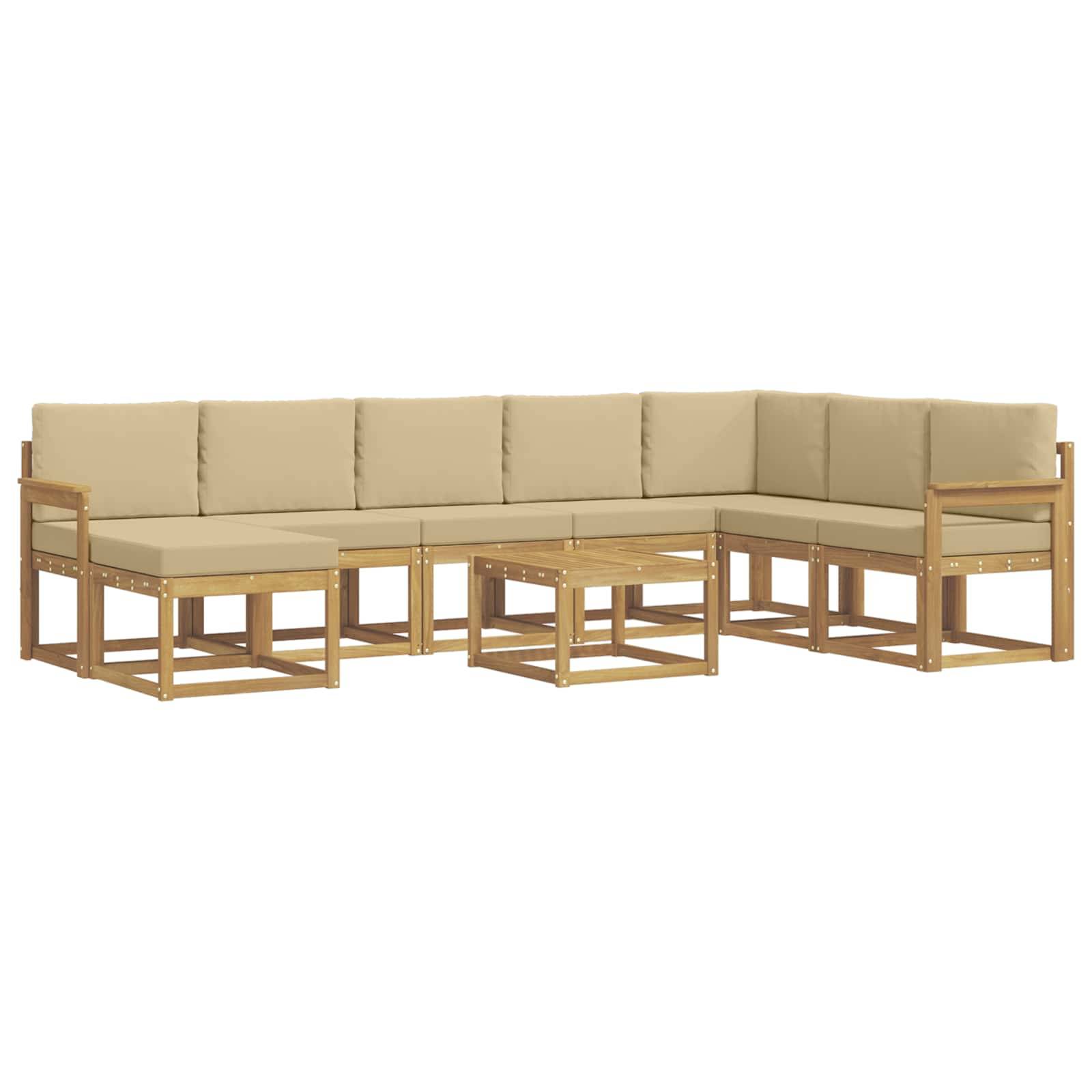 vidaXL Outdoor-Sofagarnitur mit Kissen 9 pcs Weiß und Beige