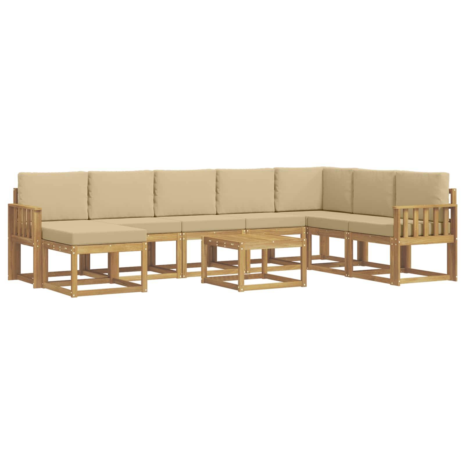 vidaXL Outdoor-Sofagarnitur mit Kissen 9 pcs Weiß und Beige