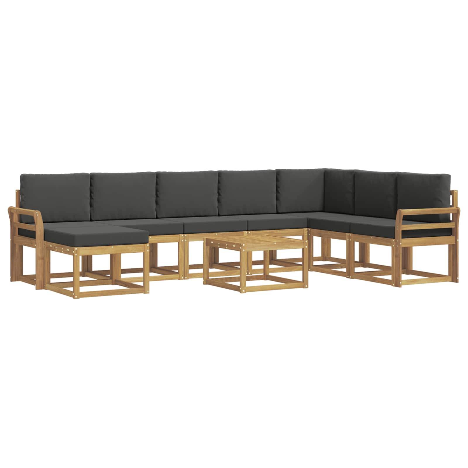 vidaXL Outdoor-Sofagarnitur mit Kissen 9 pcs Weiß und Anthrazit