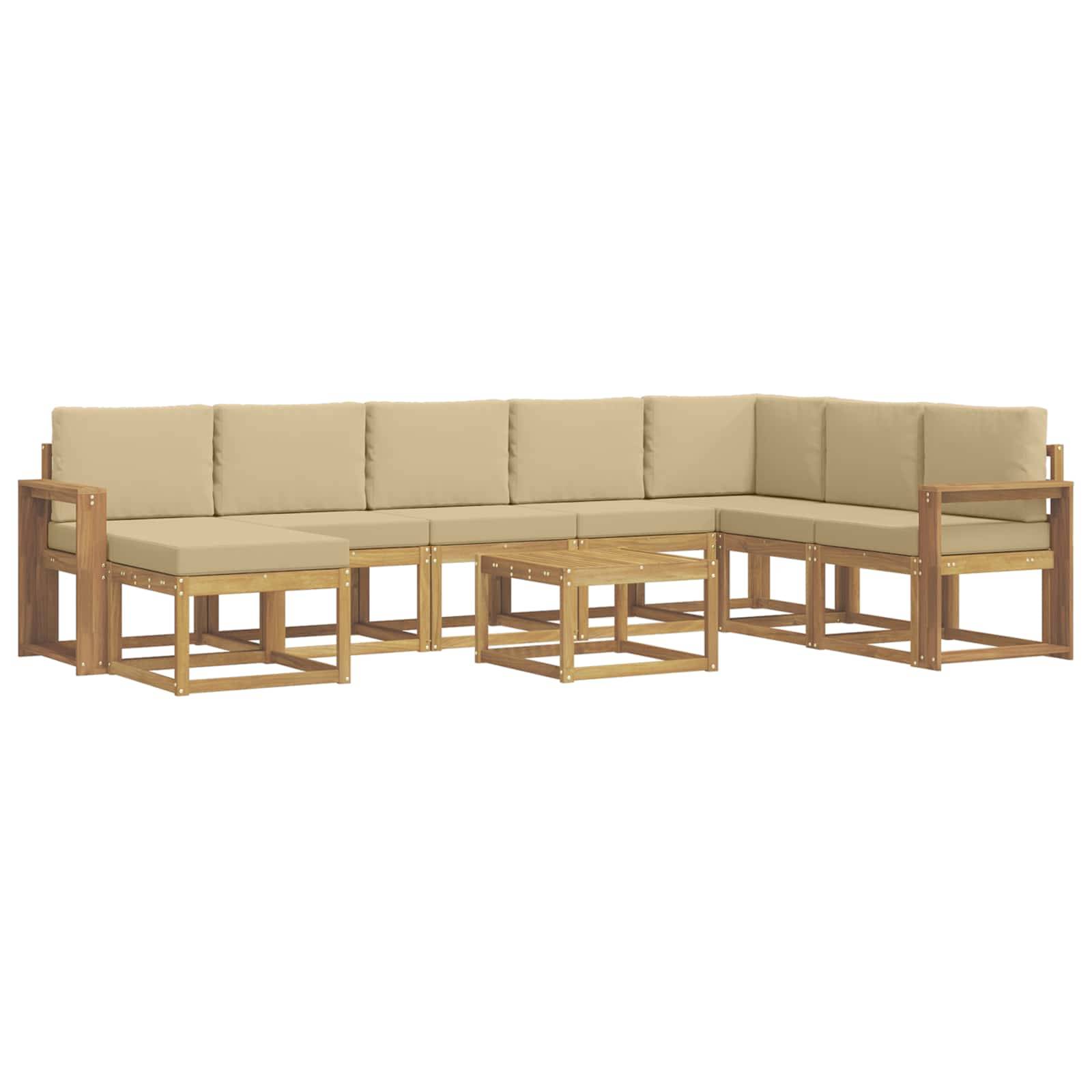 vidaXL Outdoor-Sofagarnitur mit Kissen 9 pcs Weiß und Beige