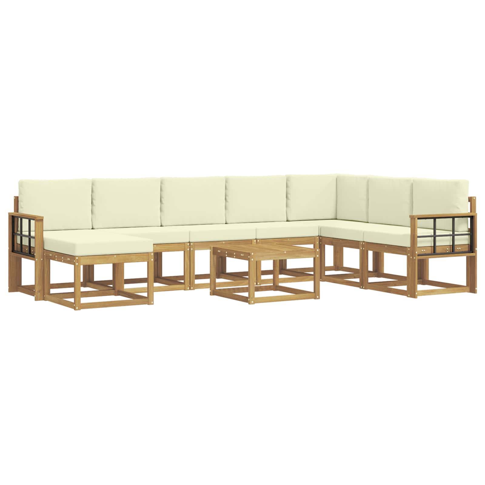 vidaXL Outdoor-Sofagarnitur mit Kissen 9 pcs Weiß und Creme
