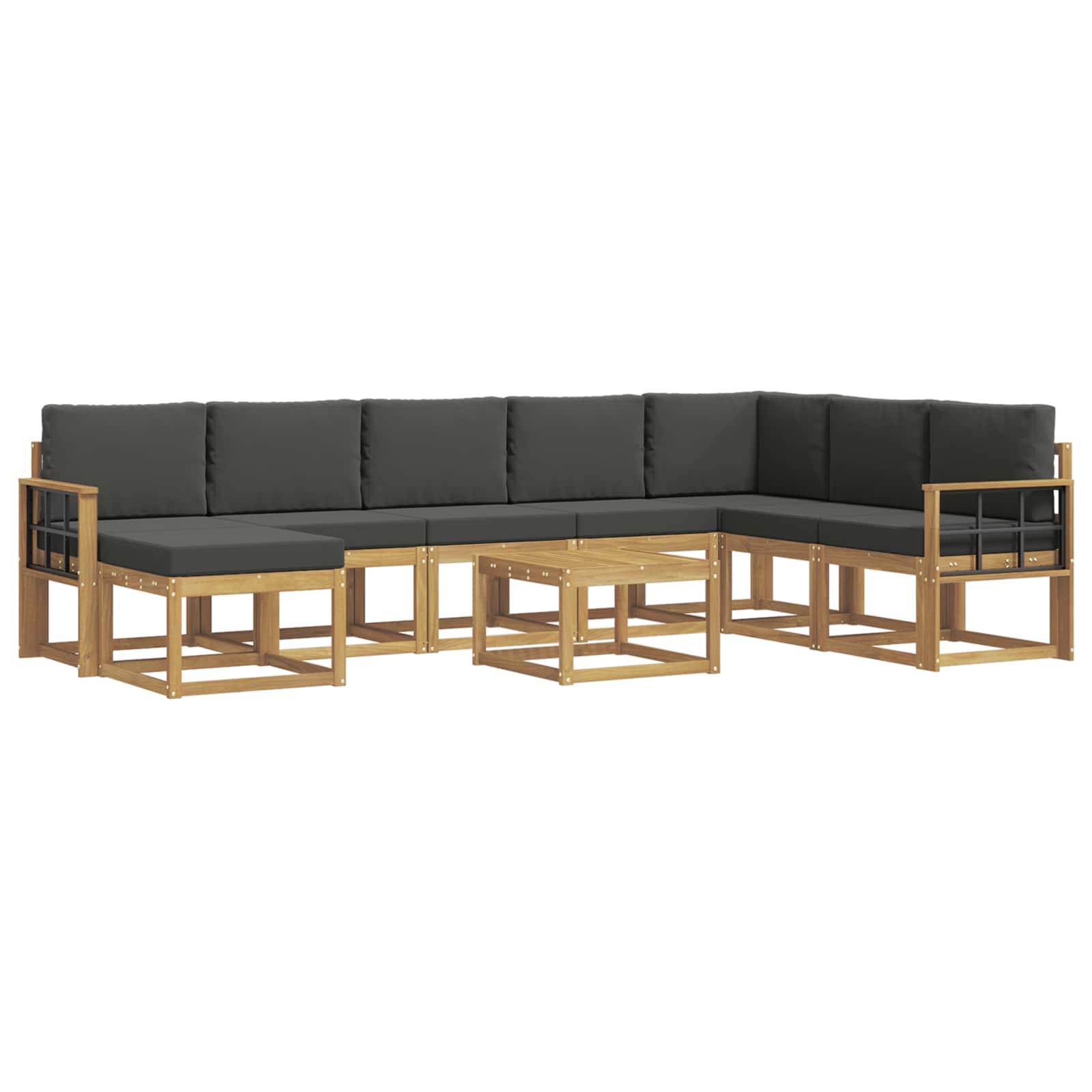 vidaXL Outdoor-Sofagarnitur mit Kissen 9 pcs Weiß und Anthrazit