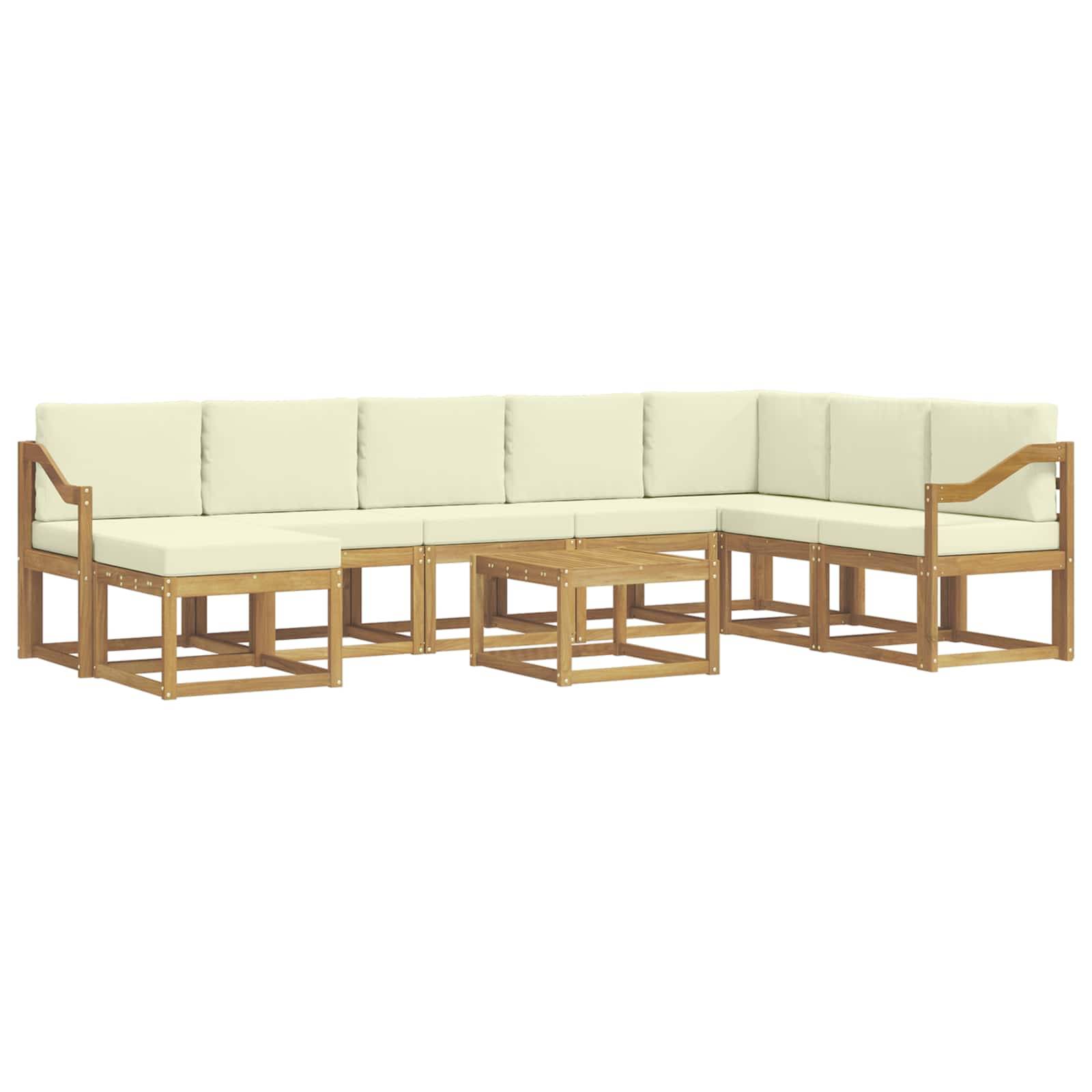 vidaXL Outdoor-Sofagarnitur mit Kissen 9 pcs Weiß und Creme