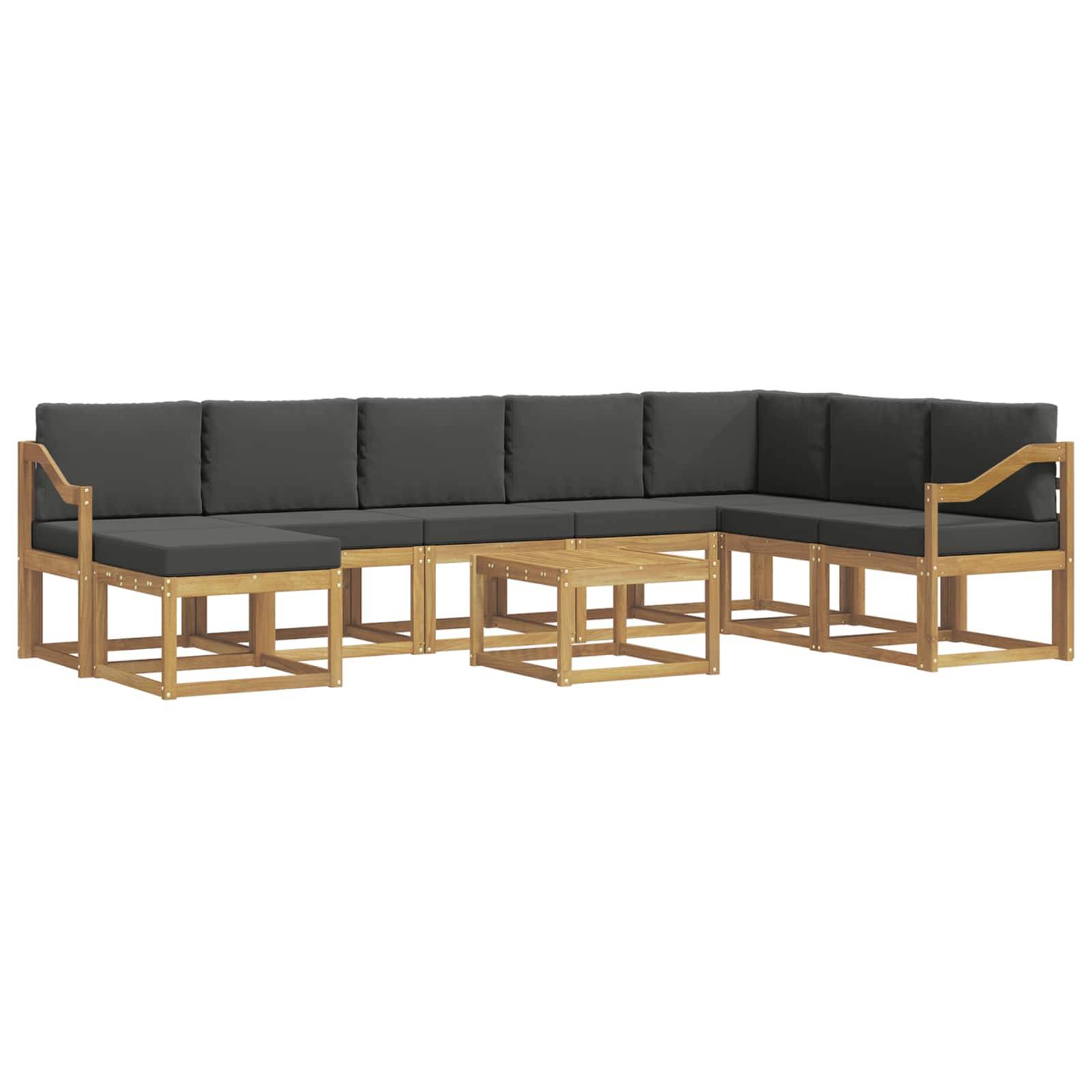 vidaXL Outdoor-Sofagarnitur mit Kissen 9 pcs Weiß und Anthrazit