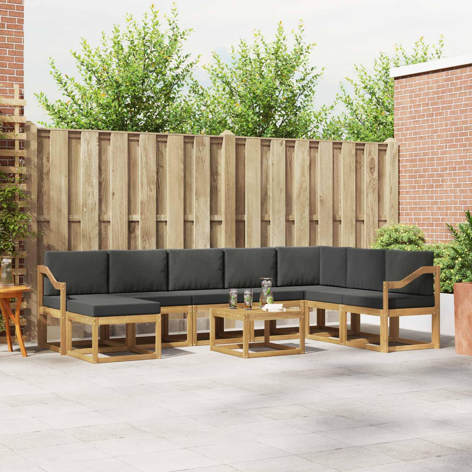 vidaXL Outdoor-Sofagarnitur mit Kissen 9 pcs Weiß und Anthrazit