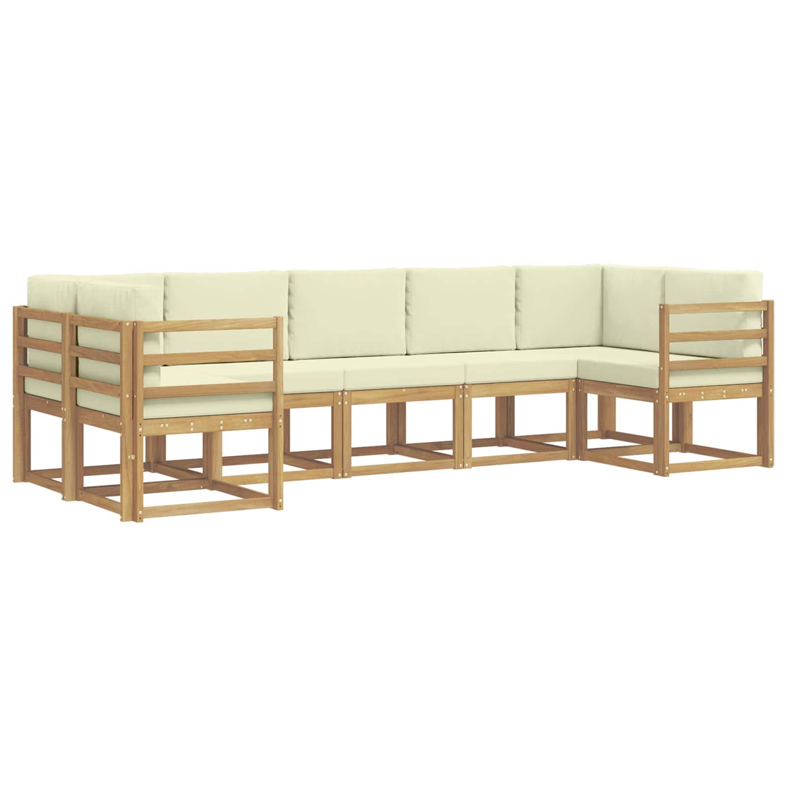 vidaXL Outdoor-Sofagarnitur mit Kissen 7 pcs Weiß und Creme