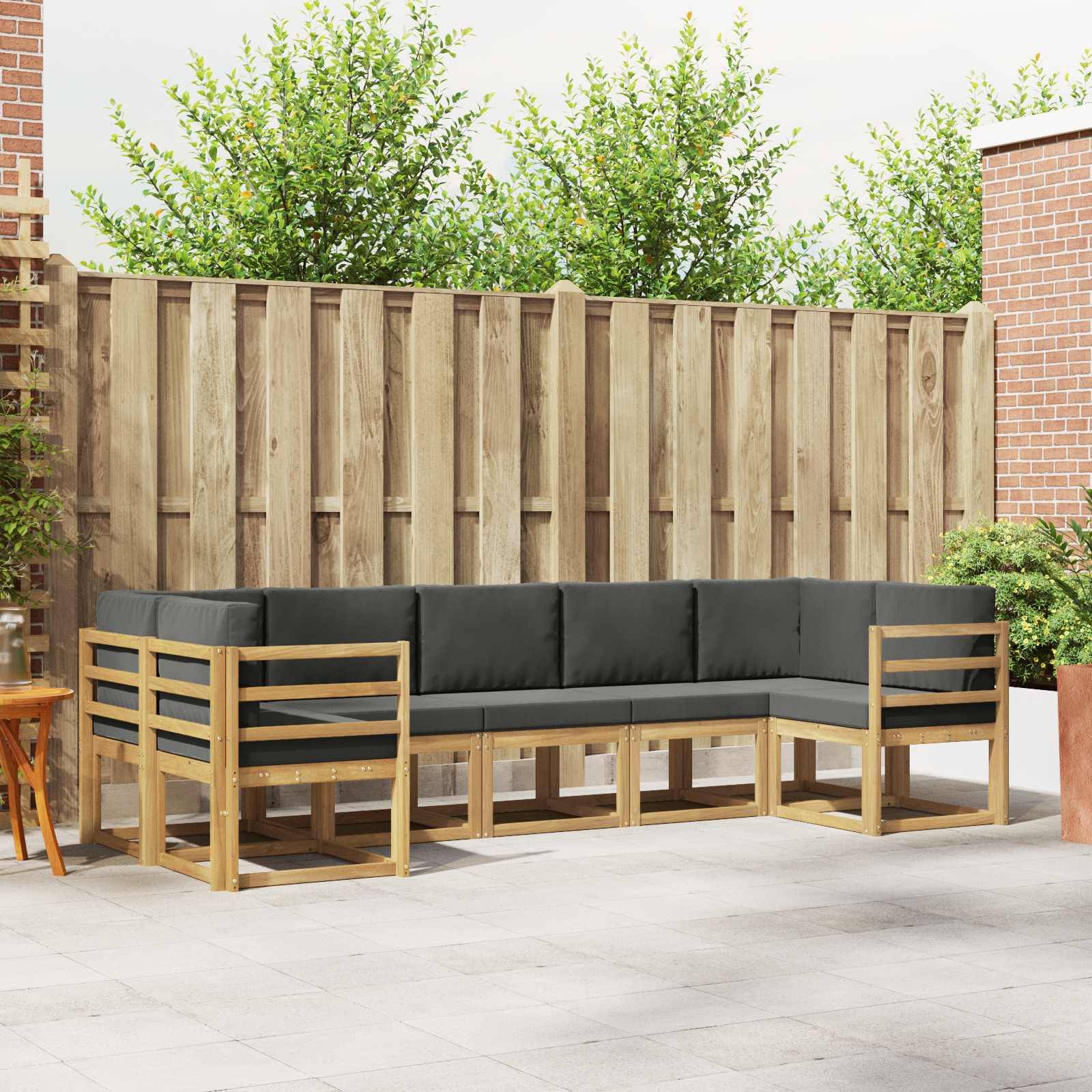 vidaXL Outdoor-Sofagarnitur mit Kissen 7 pcs Weiß und Anthrazit