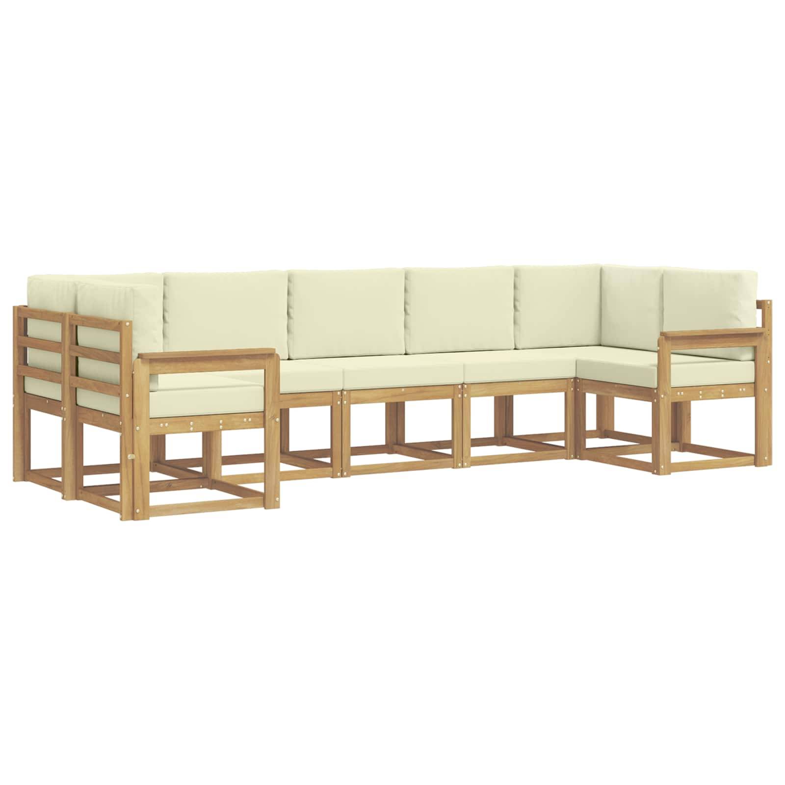vidaXL Outdoor-Sofagarnitur mit Kissen 7 pcs Weiß und Creme