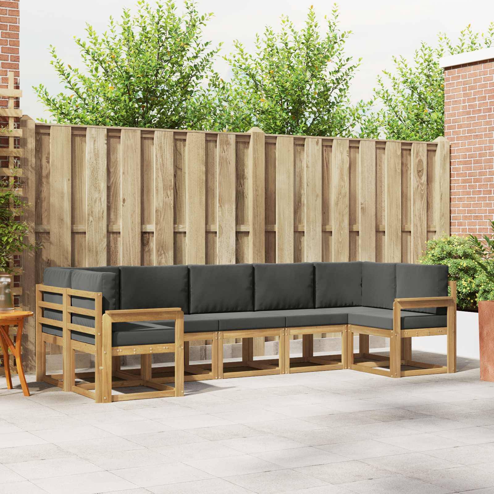 vidaXL Outdoor-Sofagarnitur mit Kissen 7 pcs Weiß und Anthrazit