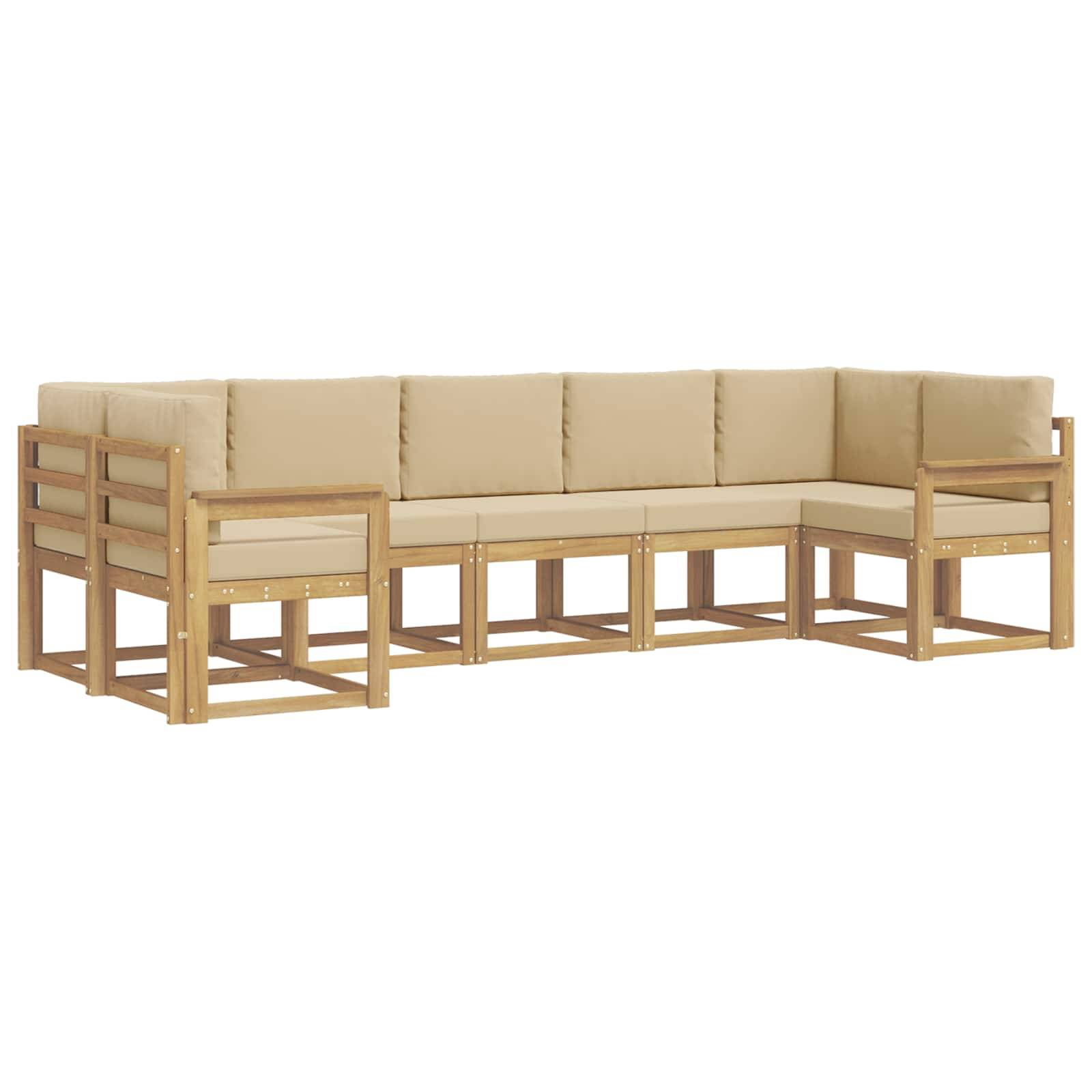 vidaXL Outdoor-Sofagarnitur mit Kissen 7 pcs Weiß und Beige