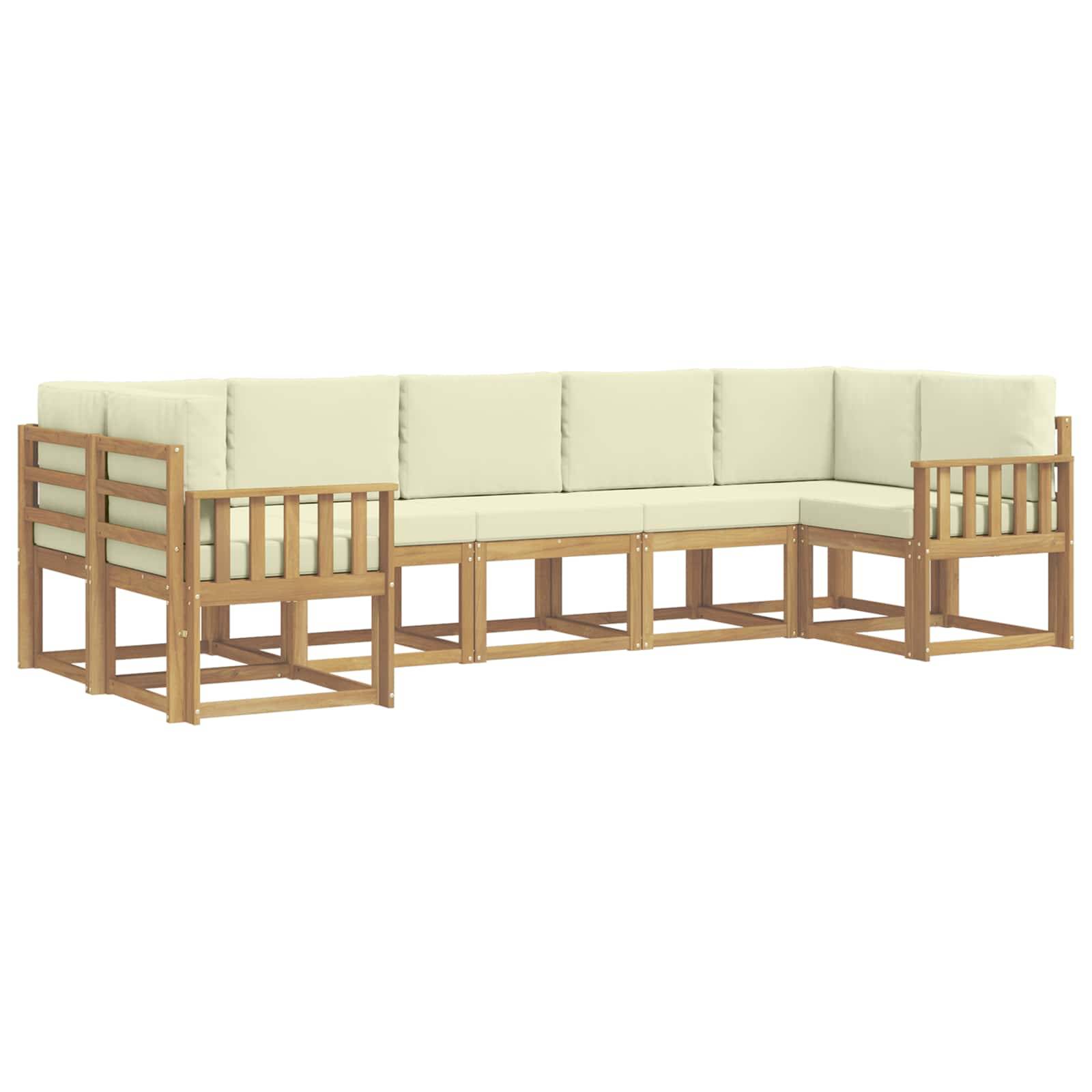 vidaXL Outdoor-Sofagarnitur mit Kissen 7 pcs Weiß und Creme
