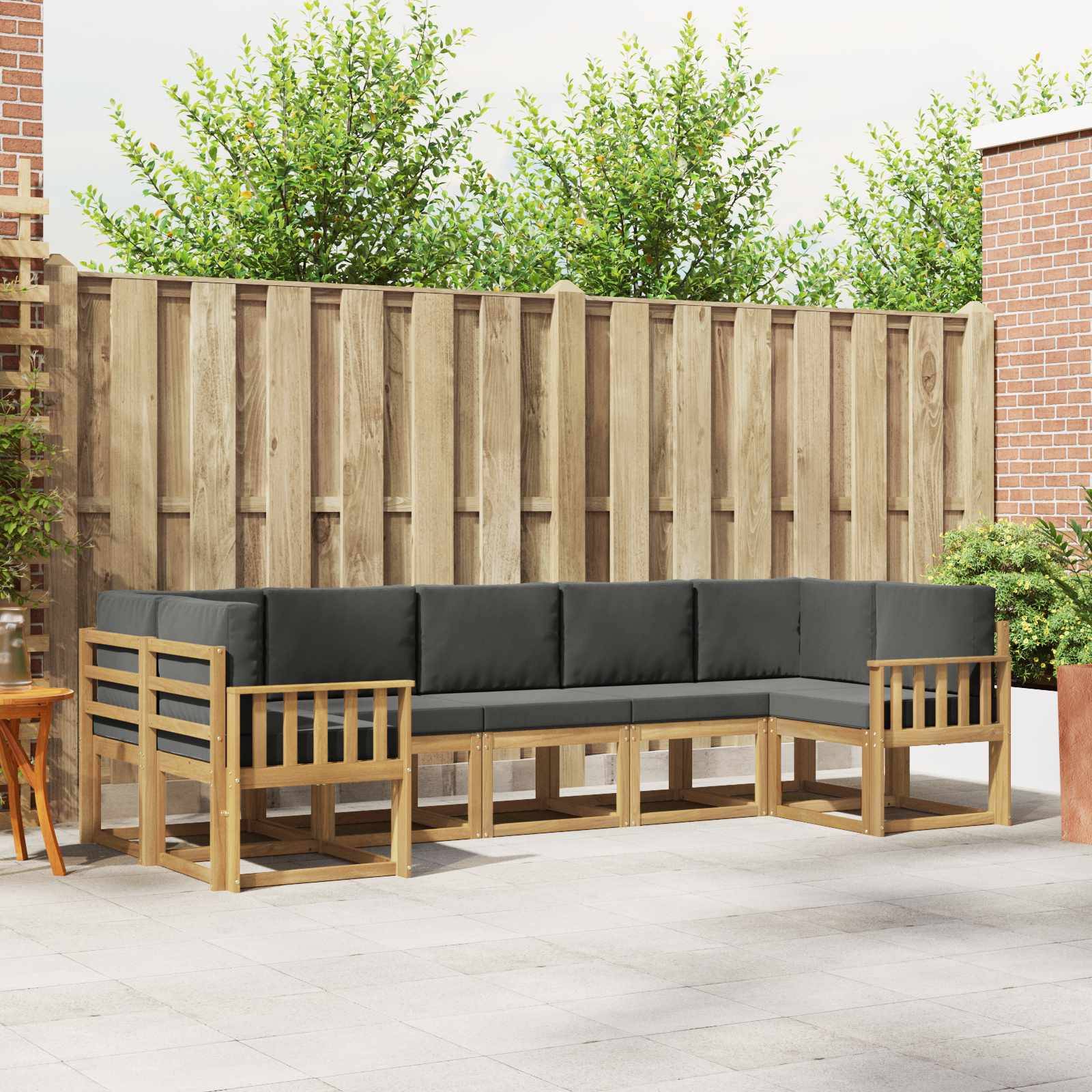 vidaXL Outdoor-Sofagarnitur mit Kissen 7 pcs Weiß und Anthrazit