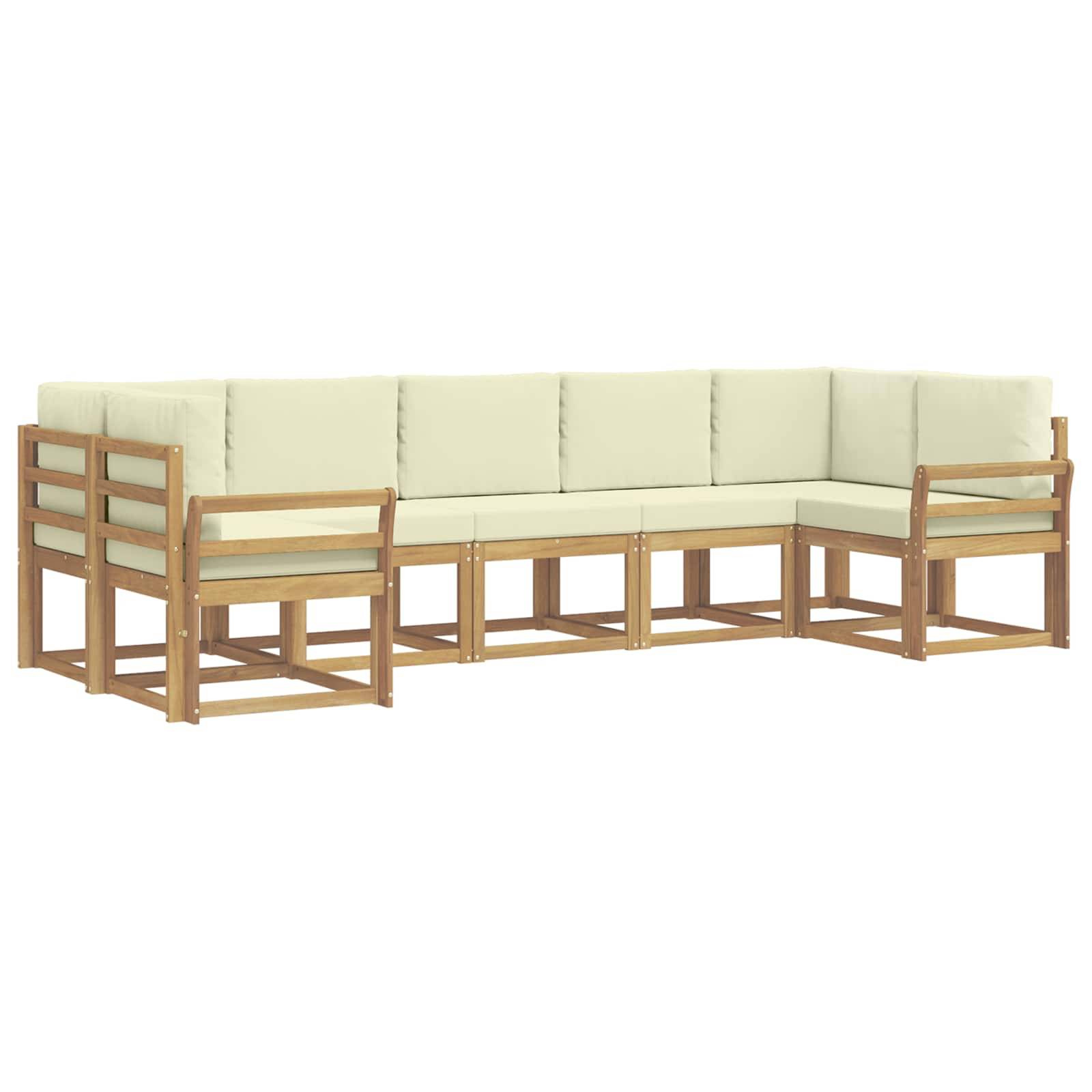 vidaXL Outdoor-Sofagarnitur mit Kissen 7 pcs Weiß und Creme