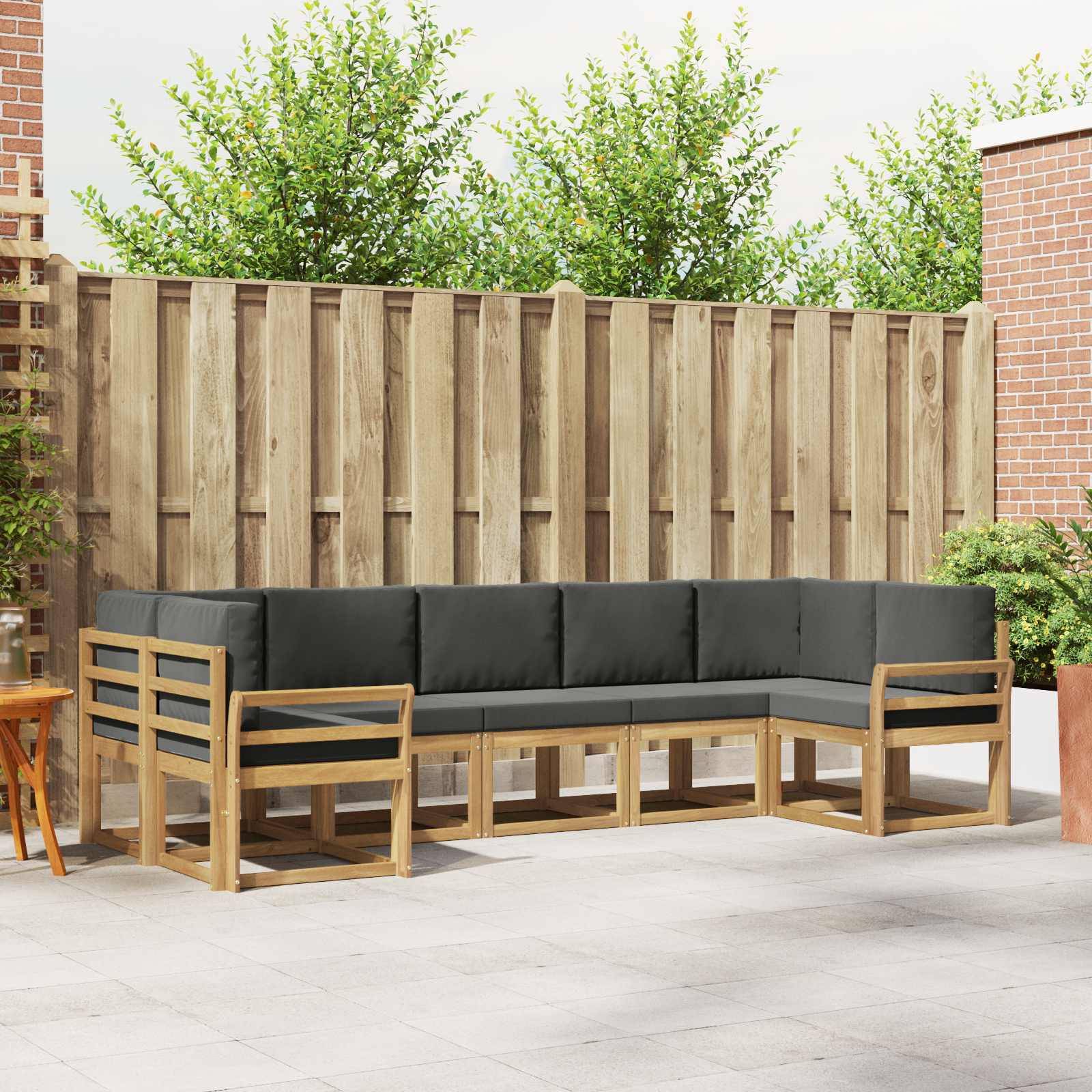 vidaXL Outdoor-Sofagarnitur mit Kissen 7 pcs Weiß und Anthrazit