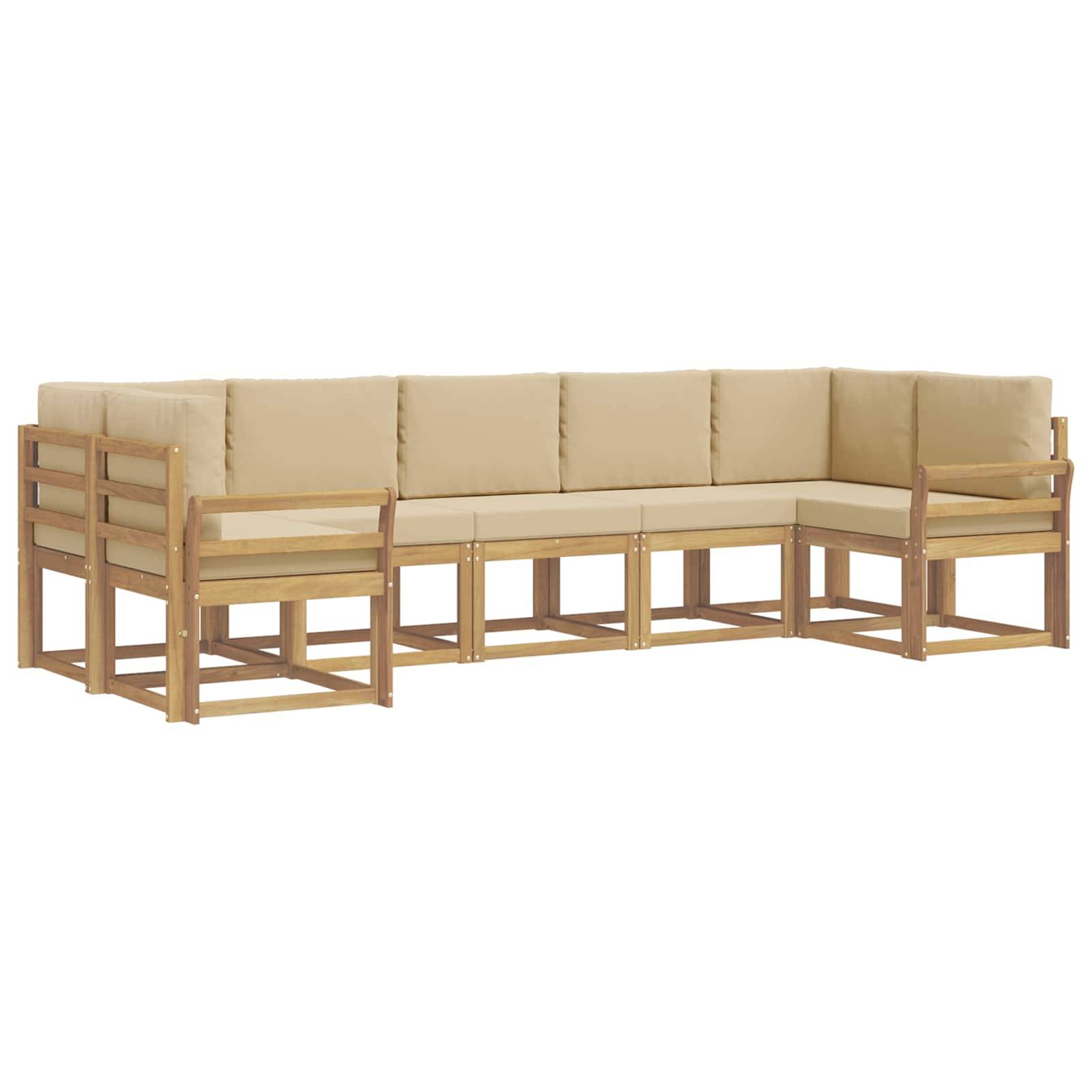vidaXL Outdoor-Sofagarnitur mit Kissen 7 pcs Weiß und Beige