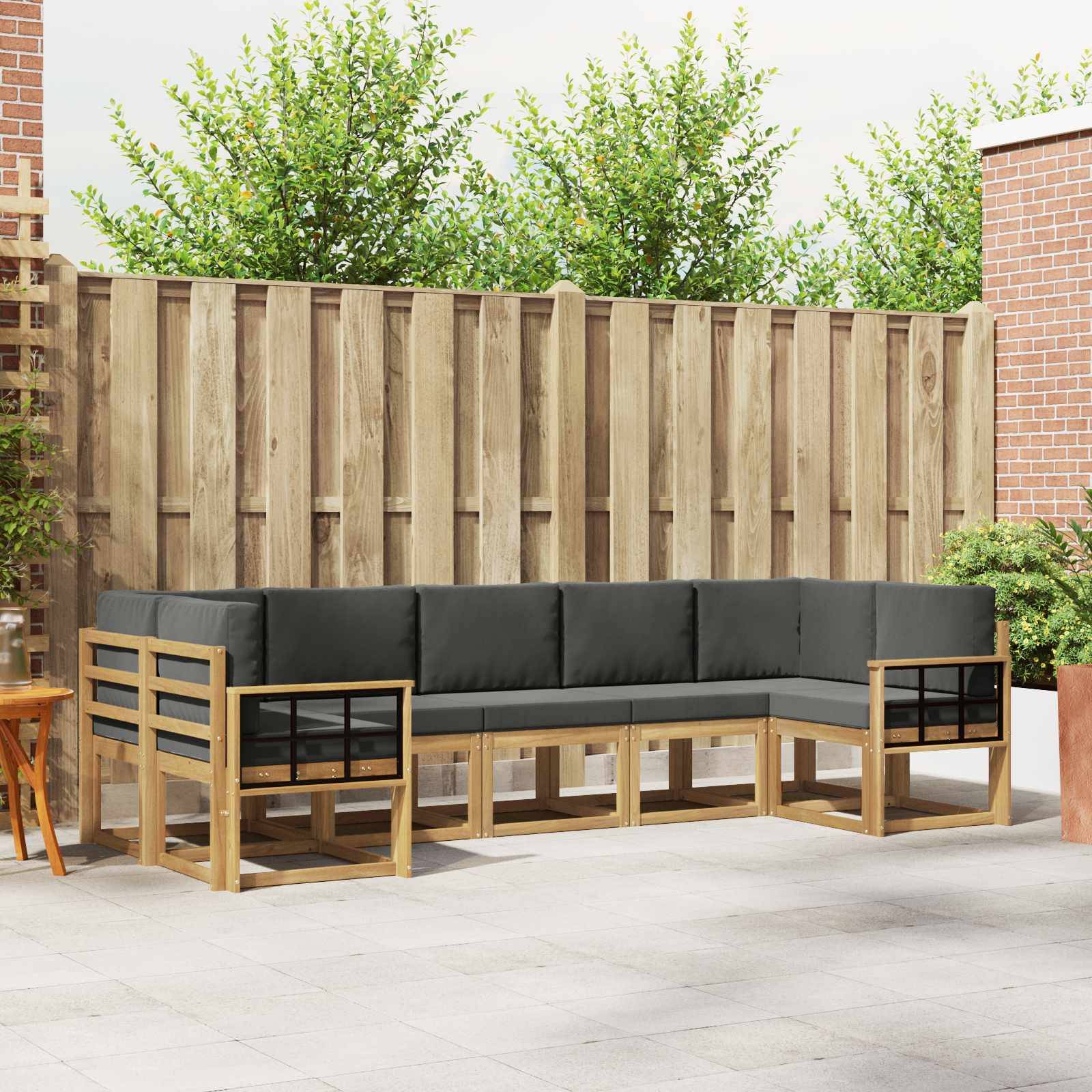 vidaXL Outdoor-Sofagarnitur mit Kissen 7 pcs Weiß und Anthrazit