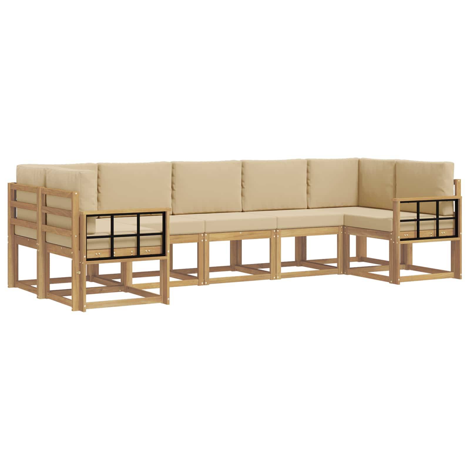 vidaXL Outdoor-Sofagarnitur mit Kissen 7 pcs Weiß und Beige