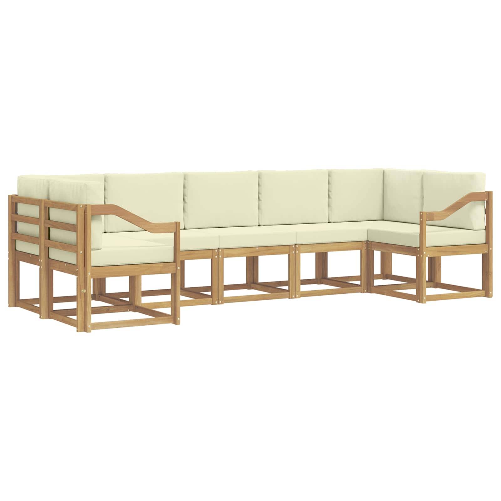 vidaXL Outdoor-Sofagarnitur mit Kissen 7 pcs Weiß und Creme