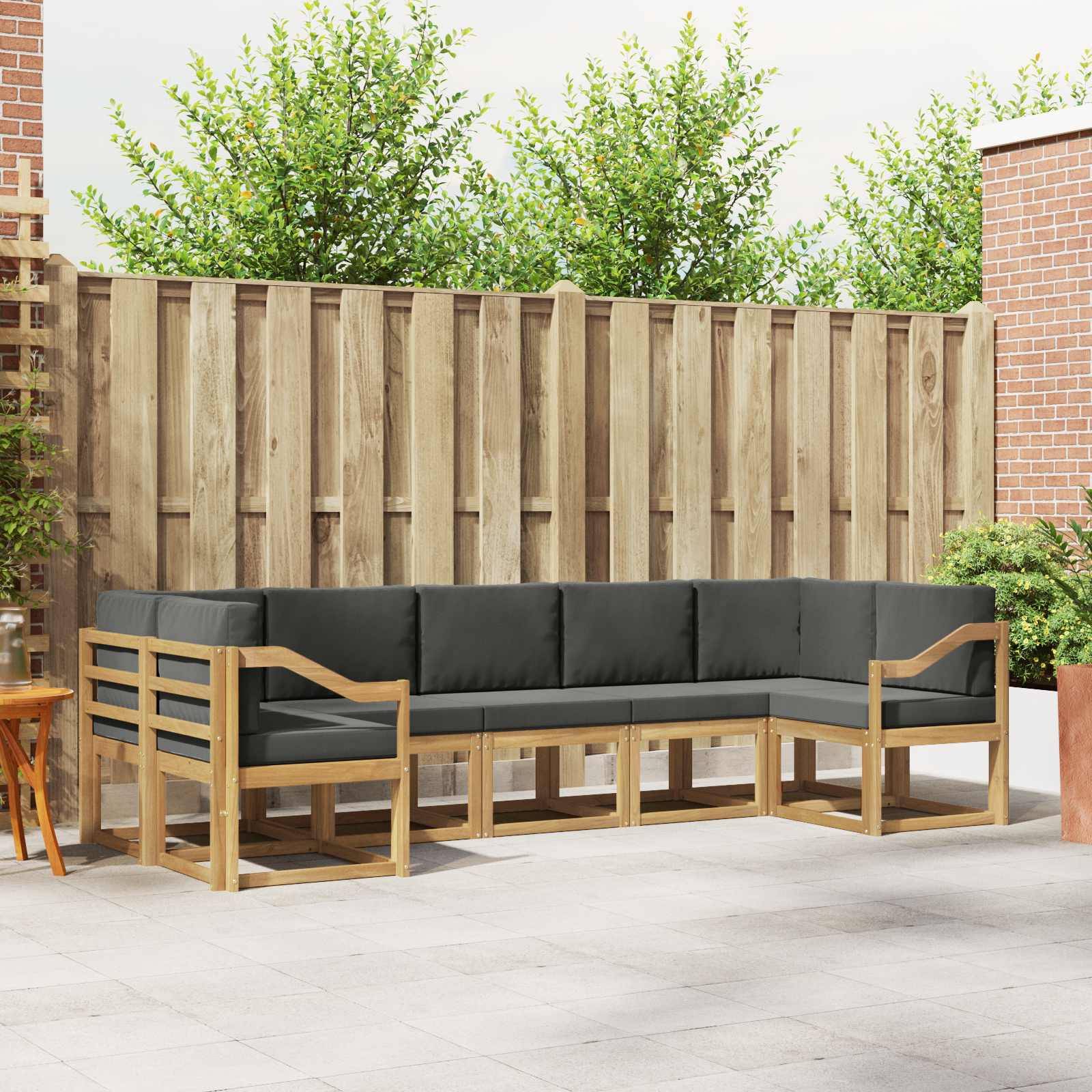 vidaXL Outdoor-Sofagarnitur mit Kissen 7 pcs Weiß und Anthrazit