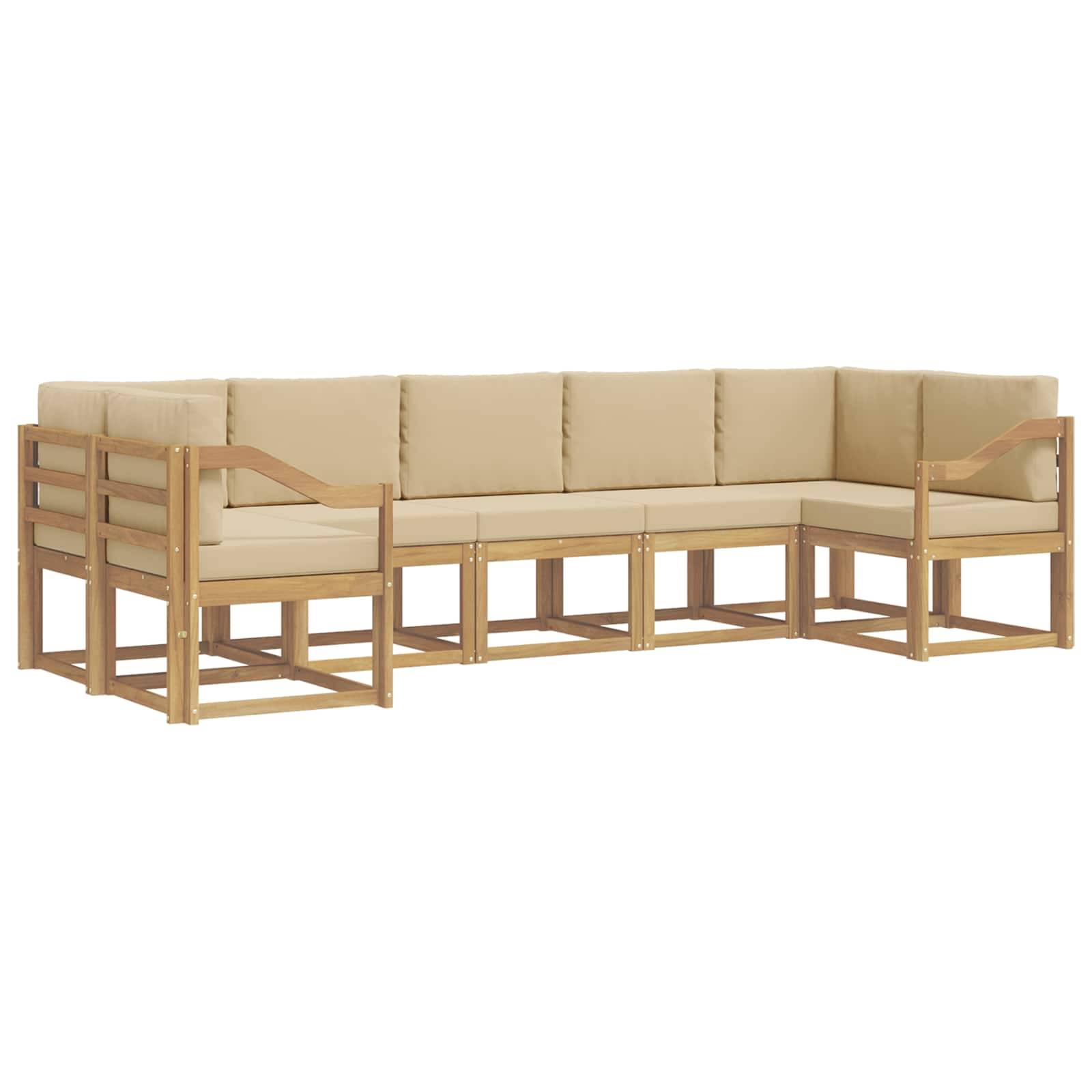vidaXL Outdoor-Sofagarnitur mit Kissen 7 pcs Weiß und Beige