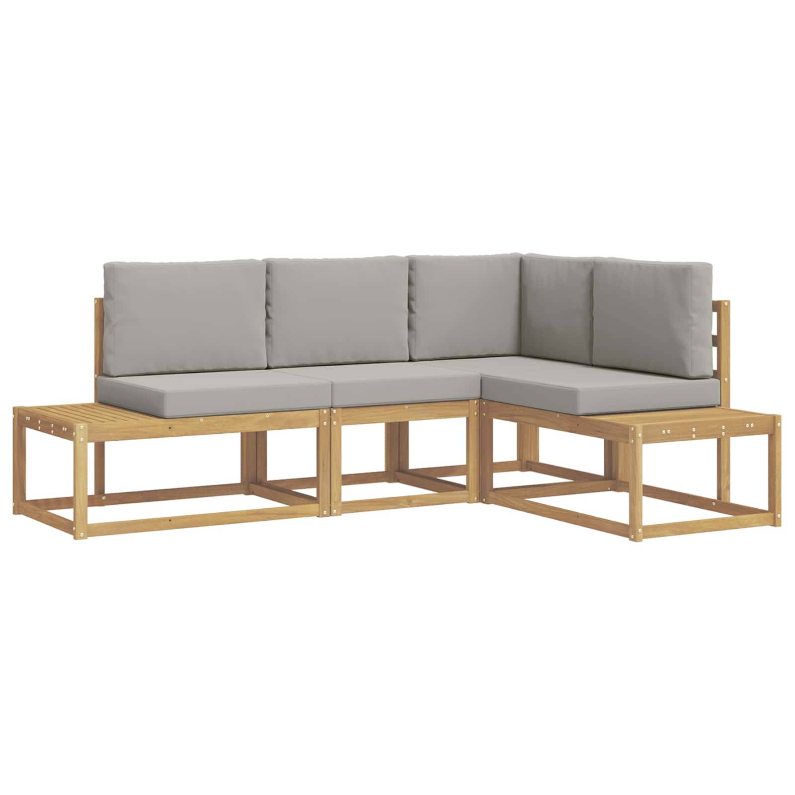 vidaXL Outdoor-Sofagarnitur 3 Stück Weiß und Hellgrau Polyester